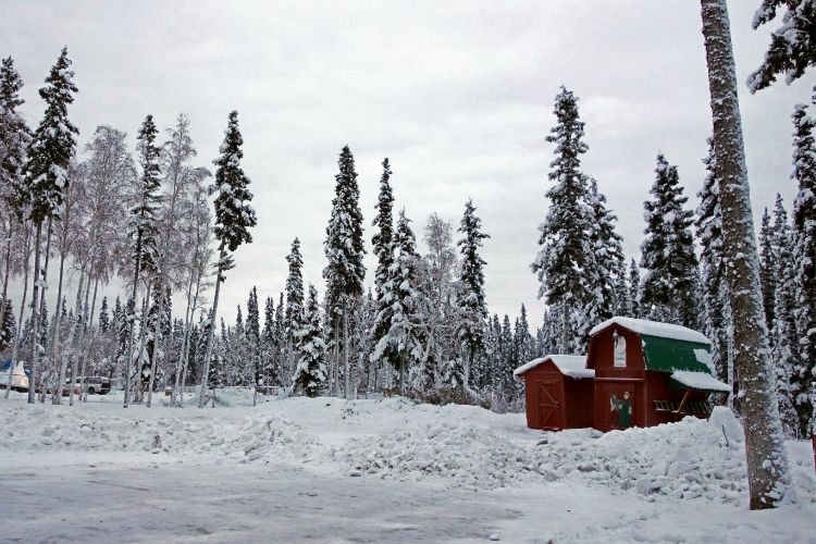 pole barn in winter